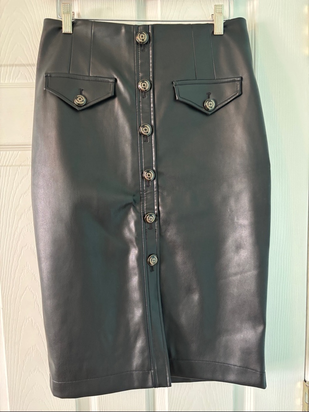 White House Black Market Black Faux Leather Skirt